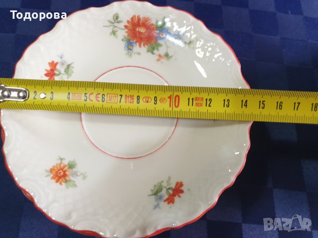 Старинни порцеланови барокови чинии с червен кант  -Schumann - Бавария , снимка 9 - Сервизи - 42958540