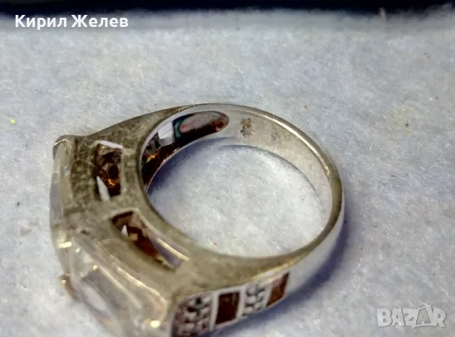 ШАРМАНТЕН СКЪПОЦЕНЕН СРЕБЪРЕН ПРЪСТЕН МАРКОВО СРЕБРО 925 с БЯЛА ПОЗЛАТА и ЛАБОРАТОРЕН МОЙСАНИТ 47596, снимка 2 - Пръстени - 49366059