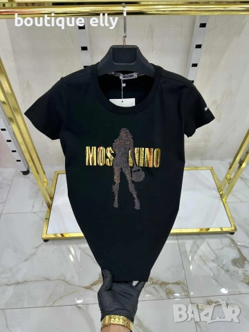 дамска тениска, бяло, черно, праскова, снимка 2 - Тениски - 53249945