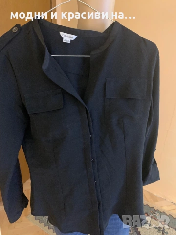 Елегантна черна риза Calvin Klein, размер XS/S, снимка 10 - Ризи - 53135287