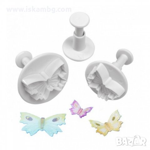 Комплект от 3 броя резци за фондан с форма на Пеперуда - код 3328, снимка 2 - Форми - 35410532