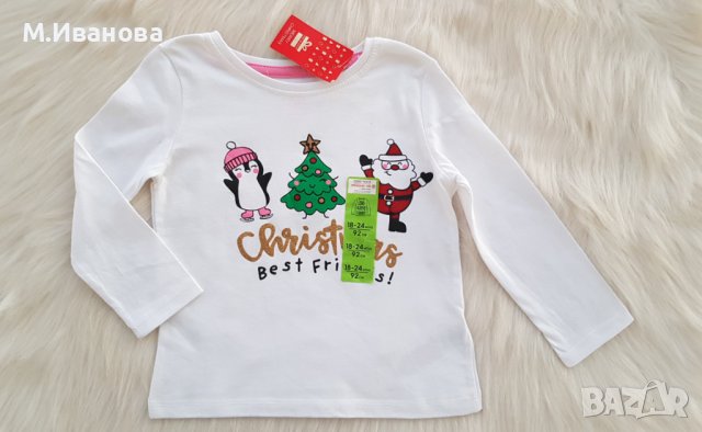 Детска Коледна блуза 18-24 месеца, снимка 3 - Бебешки блузки - 43493554