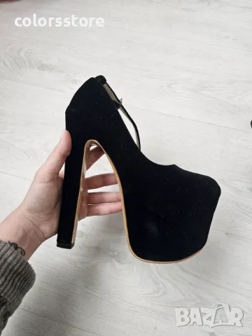 Обувки на ток - черен велур - GS100, снимка 2 - Дамски обувки на ток - 50017119