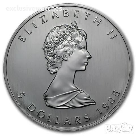 1 тройунция Сребърна Монета Maple Leaf BU 1988 г.