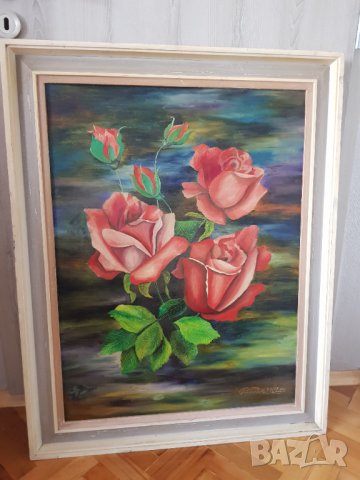 Голяма картина масло / платно 1971 година., снимка 6 - Антикварни и старинни предмети - 35219348