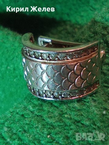 СТАРА СРЕБЪРНА ОКСИДИРАНА ОРНАМЕНТИРАНА ОБЕЦА СРЕБРО 925 АНГЛИЯ АРТ НУВО СТИЛ 25930