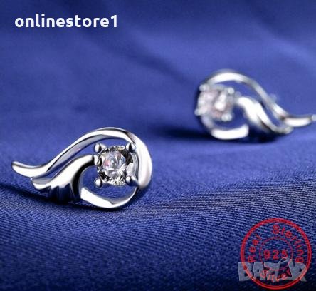 Сребърни Обеци Ангелски крила - 925 печат сребро BA229, снимка 4 - Обеци - 28147866