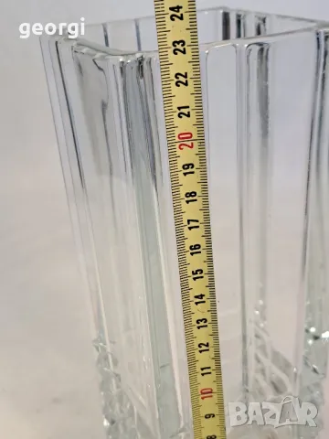 масивна стъклена квадратна ваза  6/3, снимка 6 - Вази - 49272144