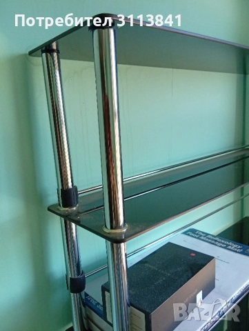 Стелаж от стъкло и метал,разглобяем., снимка 3 - Етажерки - 51808762