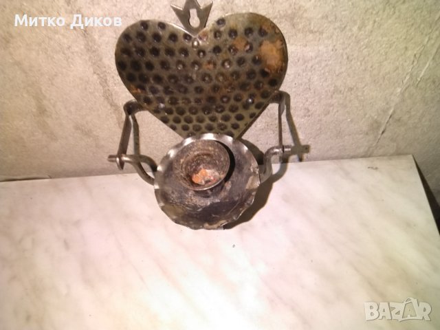 Метален свещник за една свещ ръчна изработка 200х120х68мм, снимка 4 - Декорация за дома - 43153296