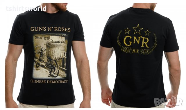 Нова мъжка тениска с дигитален печат на музикалната група GUNS'N ROSES - Chinese Democracy с гръб