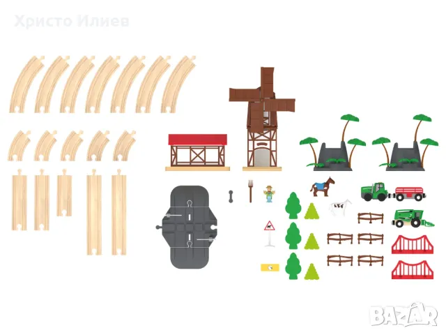 Дървена железница ферма Влак с дървени релси , снимка 6 - Влакчета, самолети, хеликоптери - 49523485