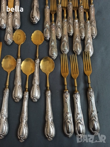 СТАР СРЕБЪРЕН КОМПЛЕКТ ПРИБОРИ С ПОЗЛАТА  -СОЛИНГЕН ,800 ПРОБА, снимка 5 - Антикварни и старинни предмети - 52791492