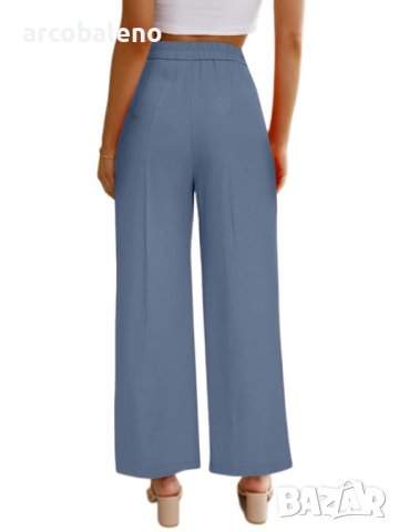 Ежедневни дамски широки панталони с копчета и джобове с висока талия, 5цвята - 024, снимка 9 - Панталони - 40956746