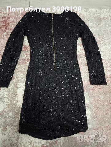 Малка,черна рокля с пайети! , снимка 3 - Рокли - 43491461