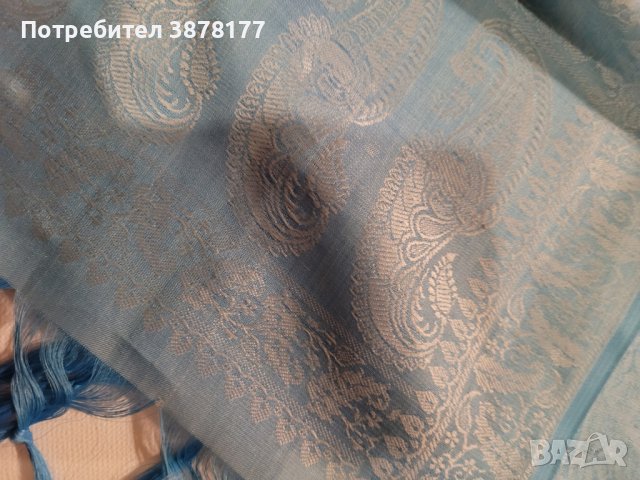 Индийски шал от коприна, снимка 3 - Шалове - 43793647
