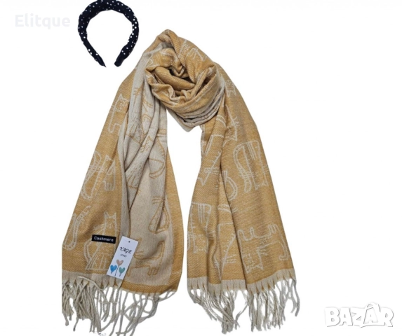 Стилен дамски шал на котета, сезон пролет и есен, снимка 3 - Шалове - 52843107