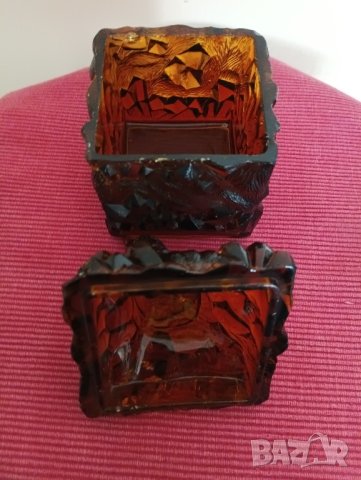 Винтидж стъклена захарница от цветно стъкло. , снимка 5 - Антикварни и старинни предмети - 44062100