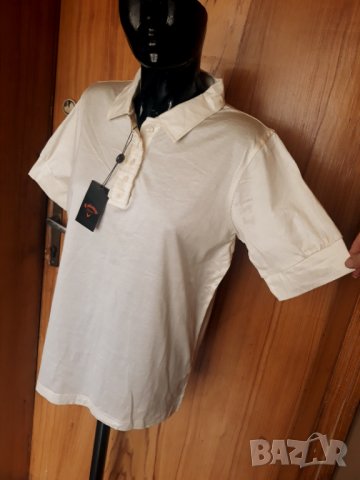 Нова бледо жълта тениска тип риза ХЛ, снимка 2 - Тениски - 32985933