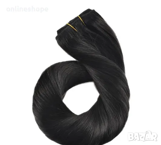 100% Естествена права коса 45см - 70 грама , 7 реда Клипс - Remy -, снимка 4 - Аксесоари за коса - 49259028