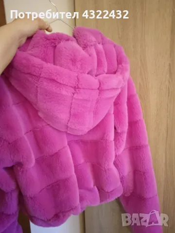 Пухено яке с качулка + подаръче, снимка 1