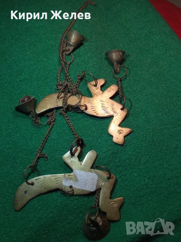 2 СТАРИ МЕСИНГОВИ ПАУНА ОРНАМЕНТИРАНИ РЪЧНО с КАМБАНКИ и ВЕРИЖКИ ВИНТИДЖ ДЕКОРАЦИЯ 7754, снимка 18 - Колекции - 31697329