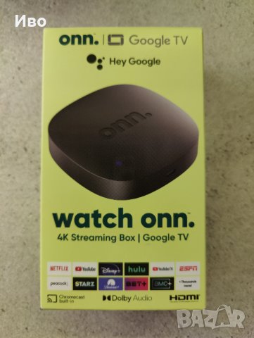 ПРОМО! Оригинален 4K резолюция Google Chromecast TV мултимедиен плейър (Onn)