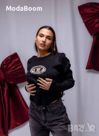 Diesel дамски черен пуловер , снимка 2 - Блузи с дълъг ръкав и пуловери - 48286389