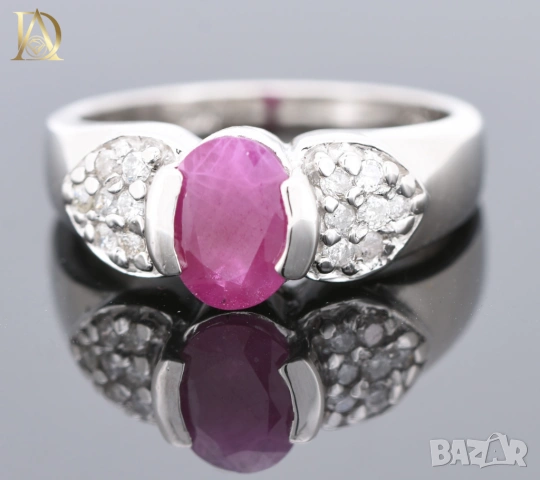 Нов Златен Пръстен с 1.48кт Естествен Рубин и Диаманти