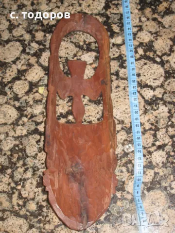 Африканска маска от махагон, ажурна резба, снимка 5 - Други - 48262281