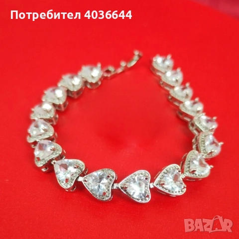 Гривна със сърчица и камъчета, снимка 2 - Гривни - 51443368