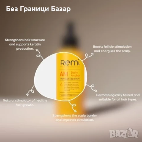 Нов Укрепващ серум за коса Remi – Лека и ефективна формула 100ml веган, снимка 2 - Продукти за коса - 51289340