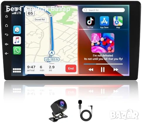 Нова Android 15 мултимедия 1DIN CarPlay Ducato 9" 4+64GB GPS за кола, снимка 9 - Друга електроника - 53155192