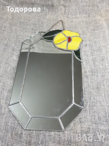 Винтидж огледоло с технология Тифани, снимка 2 - Антикварни и старинни предмети - 49424526