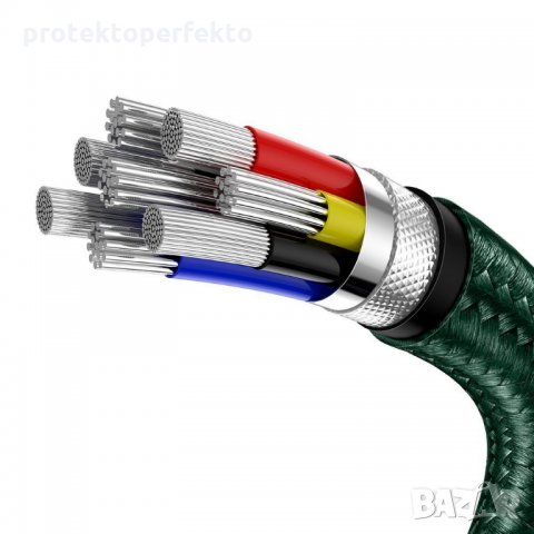 Кабел BASEUS Type-C към Type-C, 5A, 100W, 2m – зелен, снимка 6 - USB кабели - 32942066
