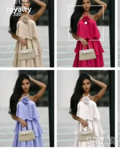 Официална лилава шифонена рокля