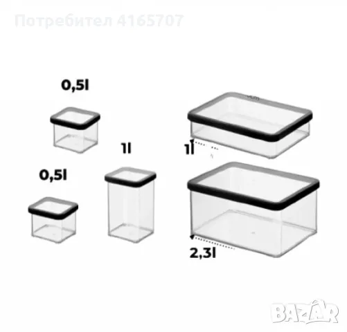 Комплект от 5 контейнера за съхранение, снимка 4 - Други стоки за дома - 48864257