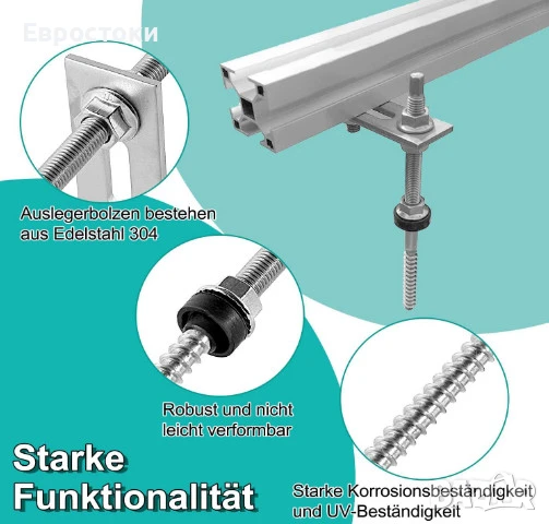 Комплект винтове за монтаж на соларни панели M10 x 200 мм, 6 броя, снимка 2 - Други инструменти - 50525707