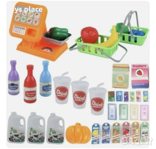 Играчка за супермаркет Kuiji за малки деца 3+ Комплект за готвене Кошница Касов апарат Количка за хр, снимка 3 - Други - 51858671