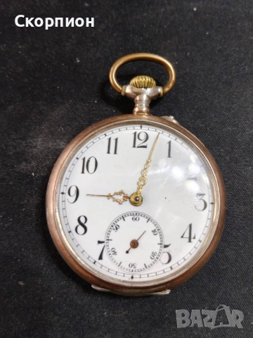 Швейцарски СРЕБЪРЕН джобен часовник 1901г. с позлата - 10 РУБИНА - ПРОМОЦИЯ, снимка 11 - Джобни - 47156792