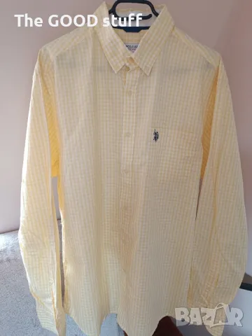 Жълта карирана мъжка риза "U.S. Polo ASSN", снимка 4 - Ризи - 47519409
