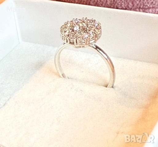 Дамски пръстен бяло злато и диаманти, снимка 7 - Пръстени - 52470815