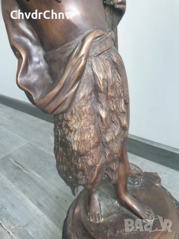 Moreau статуетки 76см-40кг/2бр чифт стари големи бронзови скулптури/фигура на ловец-рибар, снимка 10 - Антикварни и старинни предмети - 51324590