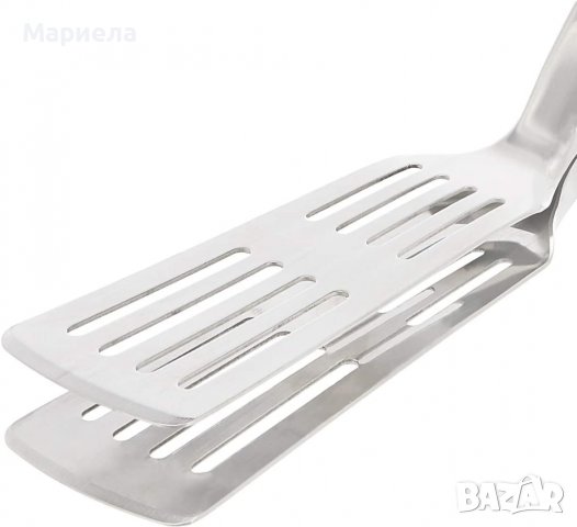 Amazon Basics 2 в 1 шпатула и щипка за барбекю с бамбукова дръжка, снимка 4 - Прибори за хранене, готвене и сервиране - 39302922