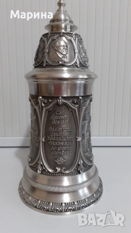 Халба за бира от калай, 700 мл,  Antik*Vintage #101, снимка 4 - Антикварни и старинни предмети - 52367675