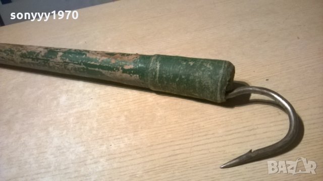 АНТИК-ЯКА КУКА ЗА РИБА С ДЪРВЕН ПРЪТ-82Х16СМ, снимка 11 - Колекции - 28176831