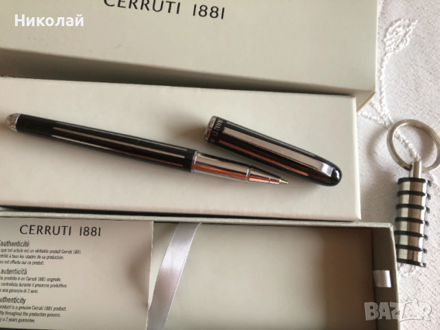 Метален ролер Cherruti 1881 в подаръчна кутия със сертификат + подарък ключодържател  Cherruti 1881, снимка 7 - Ученически пособия, канцеларски материали - 52788490