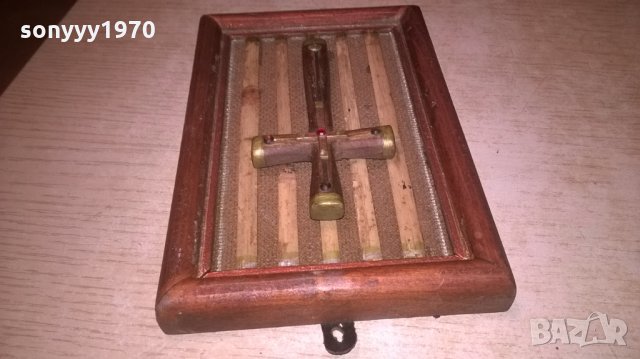 КРЪСТ В РАМКА-ДЪРВО/МЕД/КРИСТАЛИ-17Х11СМ, снимка 5 - Колекции - 27919868