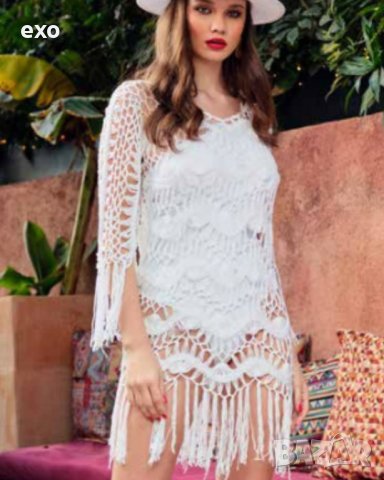 Плажна рокля, Дамска туника, Секси рокля, Черна рокля, Бежова рокля, снимка 1