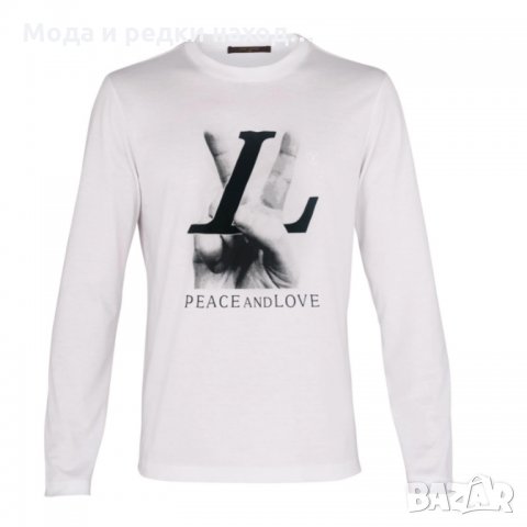 Мъжка блуза LV Louis Vuitton Peace and Love в бяло дълъг ръкав, снимка 5 - Пуловери - 34941975